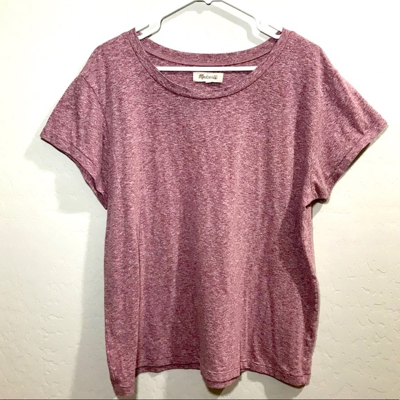 Madewell Tops - Madewell XL Red White Marled T-Shirt Crewneck
